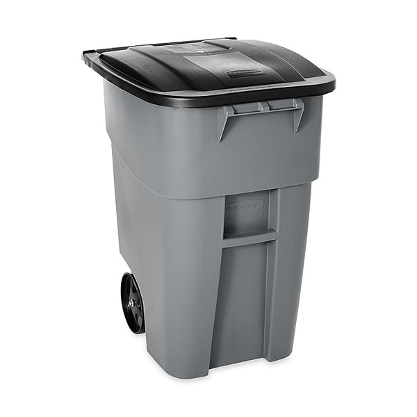 Rubbermaid Brute Plastic Outdoor Trash Can, 50 Gallon, Gray