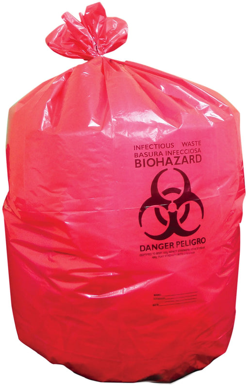 Heritage Healthcare 12-16 Gallon Biohazard Bags, Low Density, 1.3 Mil, Red, 500 Total Bags