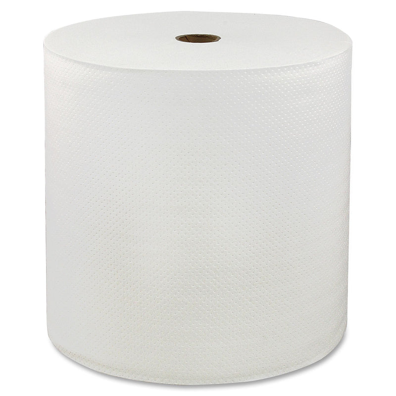 Livi LoCor Hardwound Roll Towels, 1 Ply, 7"x850 ft, White, Embossed, Absorbent, Soft, For Restroom, Washroom, 6 Rolls Per Ct