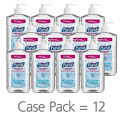 PURELL Advanced 70% Alcohol Gel Hand Sanitizer, Clean Scent, 20 oz., 12/Carton