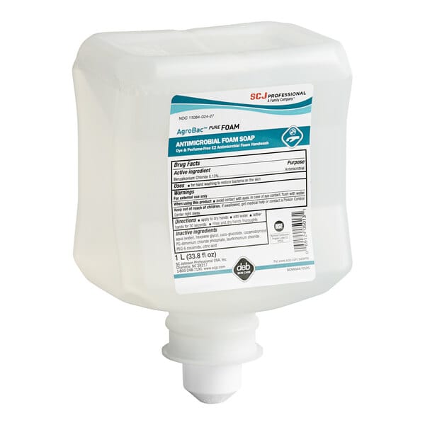 SC Johnson Professional AgroBac Pure Foam Wash, Unscented, 1 L Refill, 6/Carton