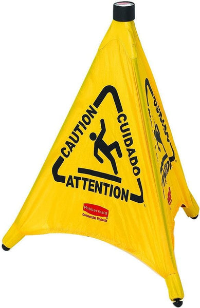Rubbermaid Caution Wet Floor Pop-Up Safety Cone 30" Yellow
