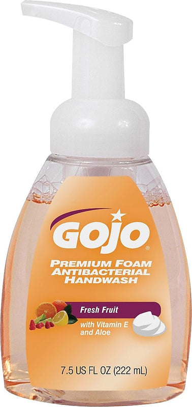 GOJO Premium Antibacterial Foaming Hand Soap, Fresh Fruit Scent, 7.5 oz.