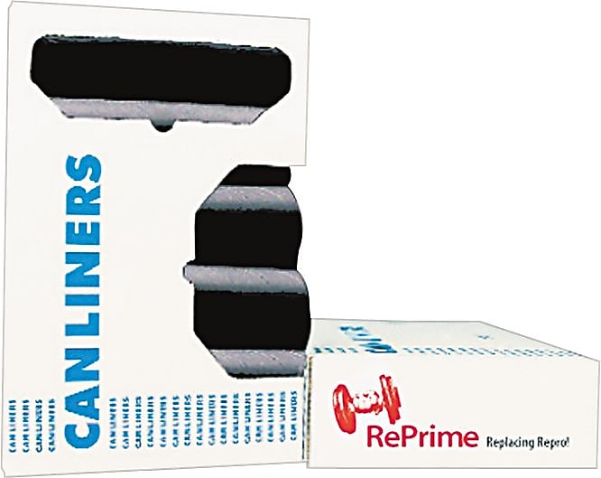Heritage Bag Reprime Can Liners, Prime Resin, 37 X 50,1.3 Mils, Black, 100/Ct