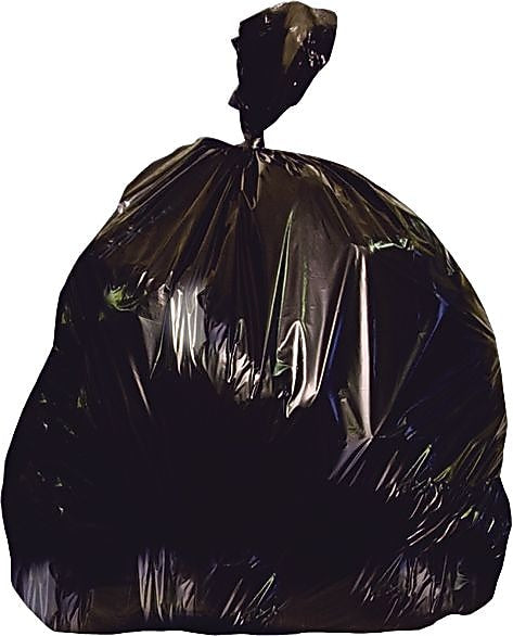 Heritage Recycled Can Liners, 56 Gallons, 1.5 Mil., Black, 43" X 47", 100/Ct