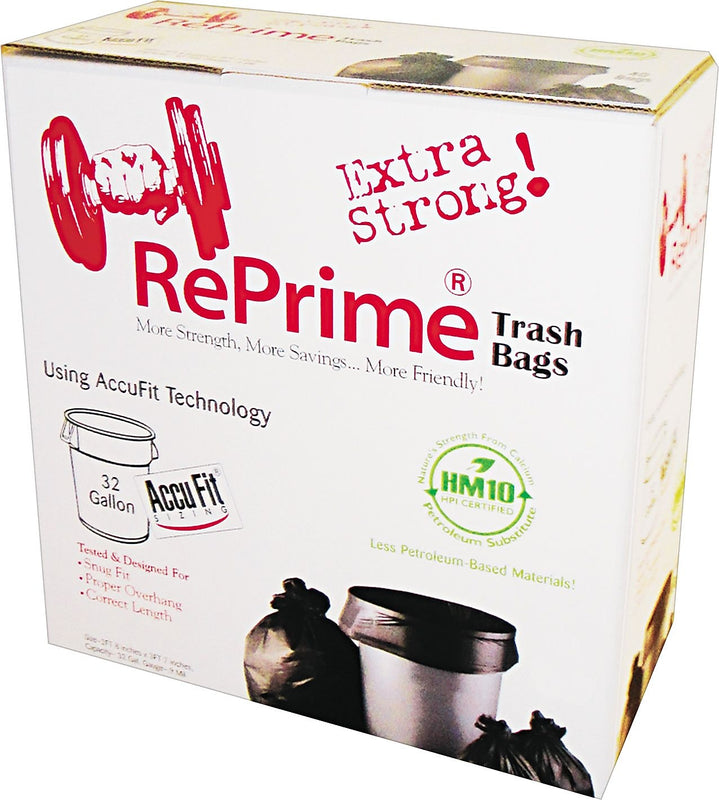 Heritage Accufit 32 Gallon Industrial Trash Bag, 33" X 44", Low Density, 0.9 Mil, Black, 50 Bags/box