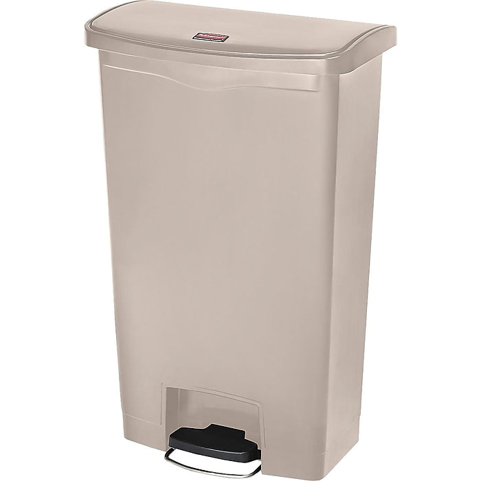 Rubbermaid Slim Jim Resin Front Step-On Trash Can, 18 Gallons, Beige