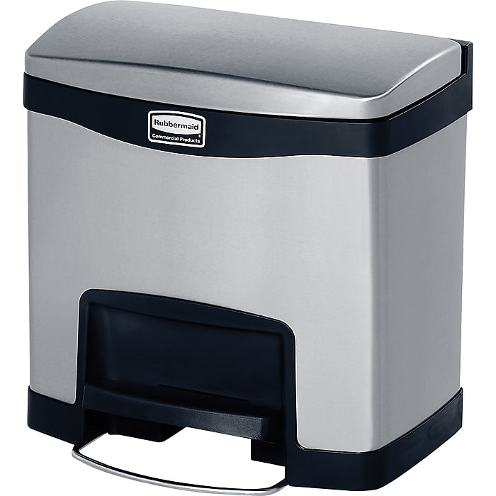 Rubbermaid Slim Jim Stainless Steel Step Trash Can, 4 Gallon, Black