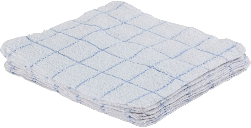 Hospeco Terry Dish Cloths, 12" X 12", White/blue, 12 Cloths/pack