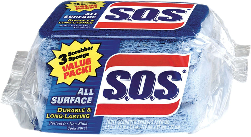 S.O.S All Surface Scrubber Sponge, 3 Count