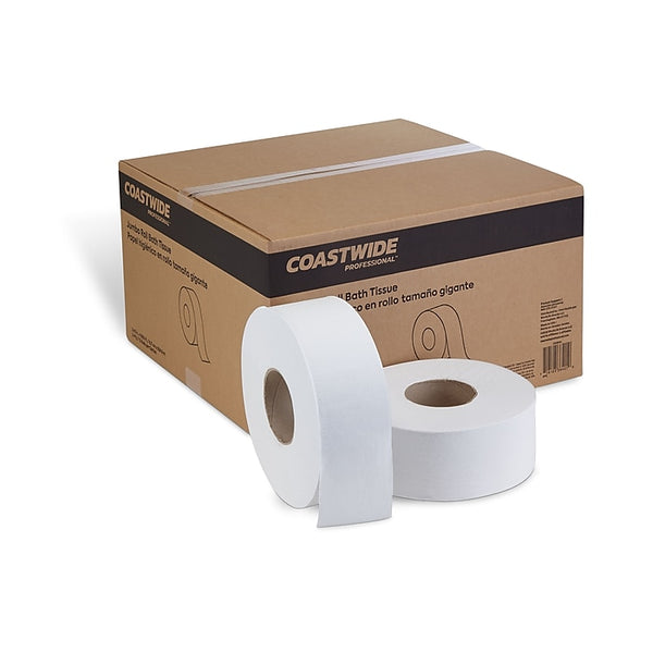 Coastwide Professional Recycled 2-Ply Jumbo Toilet Paper, White, 1000 ft./Roll, 12 Rolls/Carton