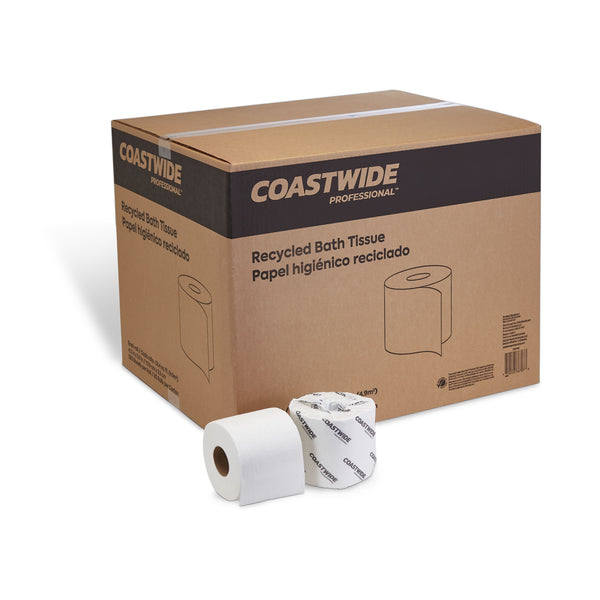 Coastwide Professional Recycled Toilet Paper, 2-Ply, White, 550 Sheets/Roll, 80 Rolls/Carton