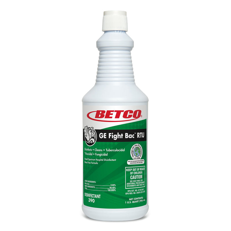 Betco GE Fight Bac RTU Broad Spectrum Hospital Disinfectant, Fresh, 32 oz., 12/Carton