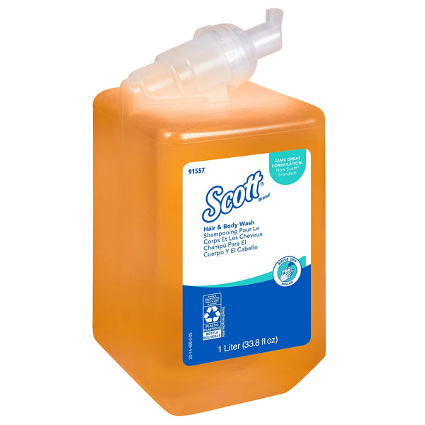 Scott Essential 1L Hair & Body Wash, Fresh Citrus Scent, 6/Carton