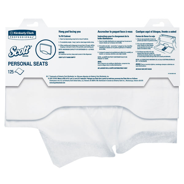 Scott Toilet Seat Covers, 15" x 18", 125 Covers/Pack, 24 Packs/Carton