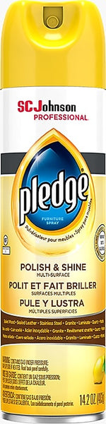 Pledge Lemon Furniture Polish Aerosol, 14.2 oz, 6/Carton
