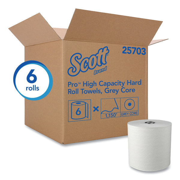 Scott Pro Hard Roll Paper Towels with Elevated Scott Design for Scott Pro Dispenser, Gray Core Only, 1-Ply, 1,150 ft, 6 Rolls/CT