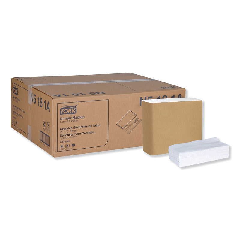 Tork Universal Dinner Napkins, 1-Ply, 15" X 17", 1/8 Fold, White, 3000/Carton
