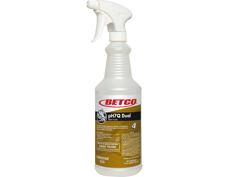 Betco pH7Q Dual 32 oz. Spray Bottle with Trigger, White/Brown, 12/Carton