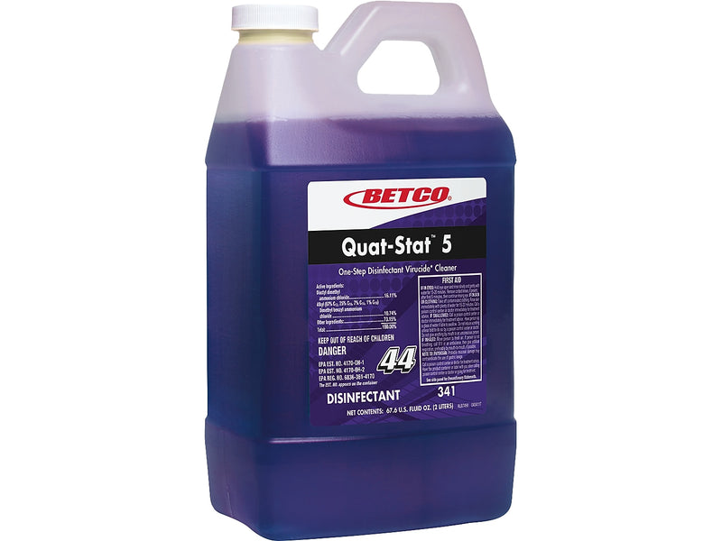 Betco Quat-Stat 5 One-Step Disinfecting Virucide Cleaner, Lavender Scent, 2L, 4/Carton