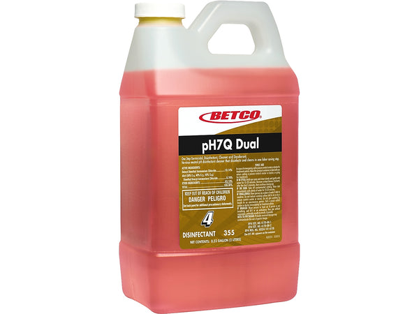 Betco pH7Q Dual Neutral Disinfectant Cleaner for FastDraw Systems, Pleasant Lemon, 67.6 oz., 4/Carton