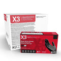 Ammex X3 Powder-Free Nitrile Gloves, Latex Free, Black