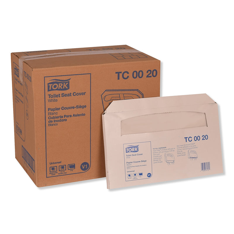 Tork Toilet Seat Cover, Half-Fold, 14.5 X 17, White, 250/Pack, 20 Packs/carton