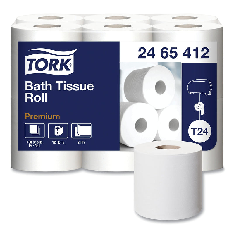 Tork Premium Poly-Pack Bath Tissue, Septic Safe, 2-Ply, White, 4.1" X 4", 400 Sheets/roll, 12 Rolls/pack, 4 Packs/carton
