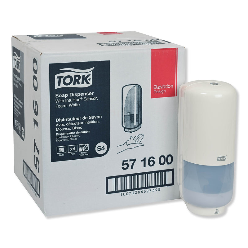 Tork Elevation Foam Skincare Auto Dispenser with Intuition Sensor, 1 L/33 Oz., 4.45 X 5.12 X 10.94, White, 4/Carton