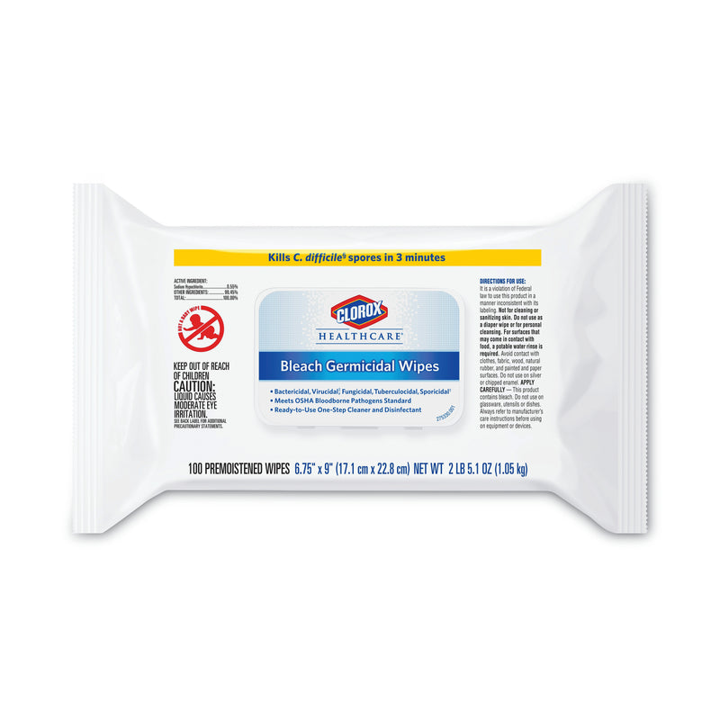 Clorox Healthcare Disinfecting Wipes, 100 Wipes/Flat Pack, 6 Packs/Carton