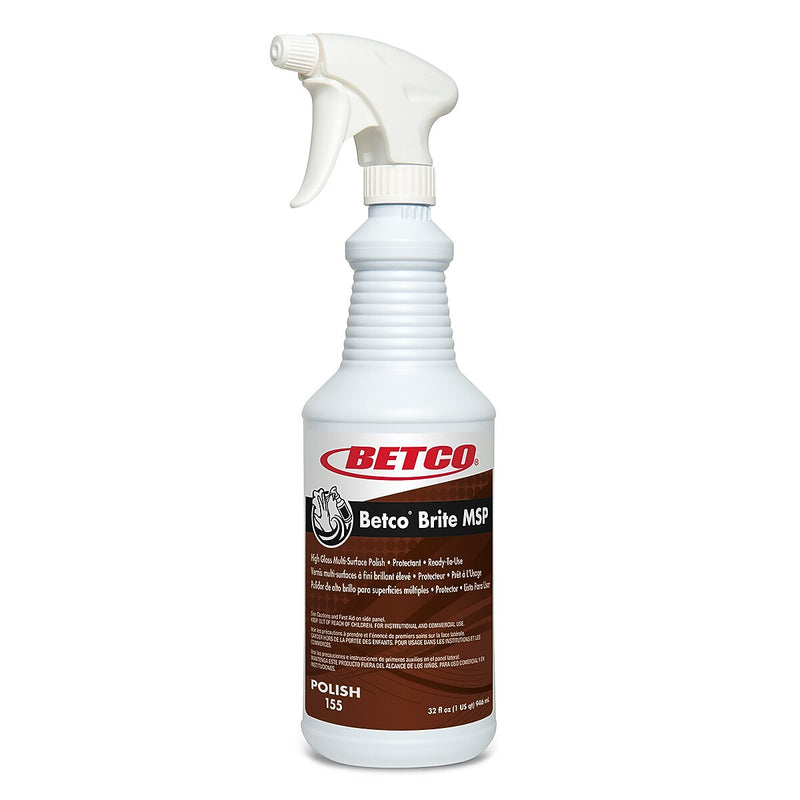 Betco Brite MSP Multi-Surface Polish, Lemon Scent, 32 Oz., 12/Carton