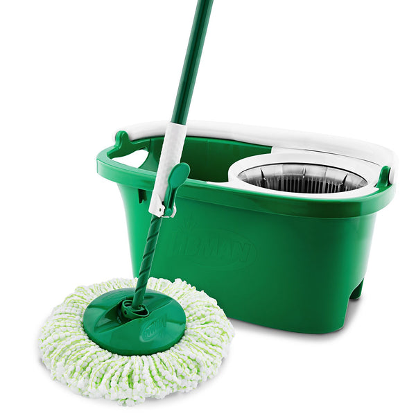 Libman Tornado Microfiber Spin Mop & Bucket System, Green/White