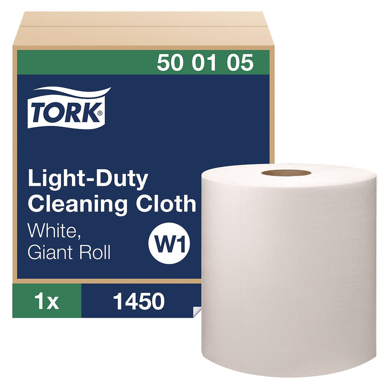 Tork Microfiber Cleaning Cloths, 12.4" X 9.8", White, 1498.3 Ft. Roll, 11.328 Lbs., 1450 Sheets/roll