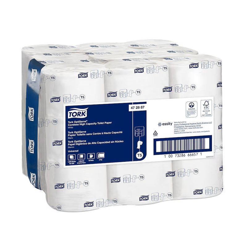 Tork Optiserve Coreless Toilet Paper, 2-Ply, White, 1500 Sheets/roll, 18 Rolls/case