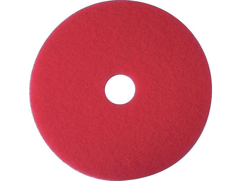 3M 5100 13" Buffing Floor Pad, Red, 5/Carton