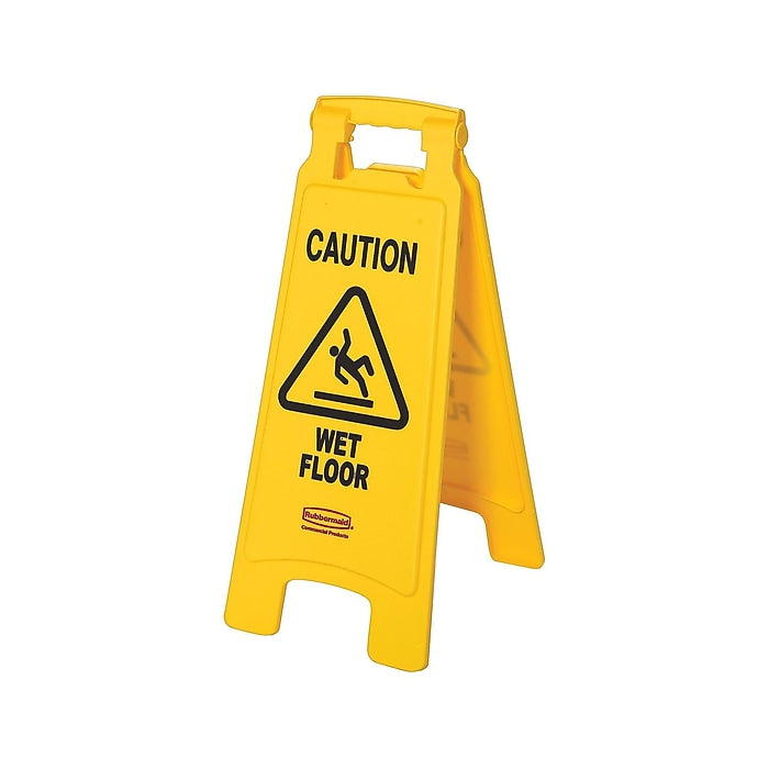 Rubbermaid Wet Floor Sign, 25"H x 11"W, Yellow