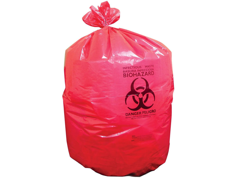 Heritage 10 Gal. Biohazard Liners, Red, 23"L X 24"W, 500/Carton