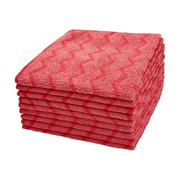 Rubbermaid HYGEN Microfiber Cleaning Rags, 16" x 16", Red, 12 Rags/Pack