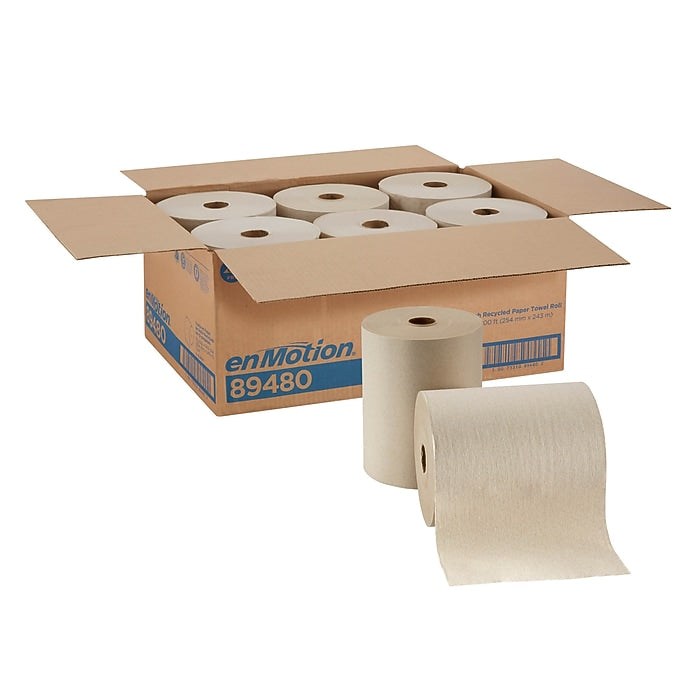 enmotion Recycled Hardwound Paper Towels, 1-Ply, 800 ft./Roll, 6 Rolls/Carton