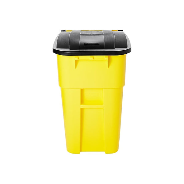 Rubbermaid BRUTE Rollout Plastic Outdoor Trash Can, 50 Gallon, Yellow
