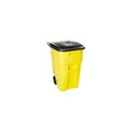 Rubbermaid BRUTE Rollout Plastic Outdoor Trash Can, 50 Gallon, Yellow