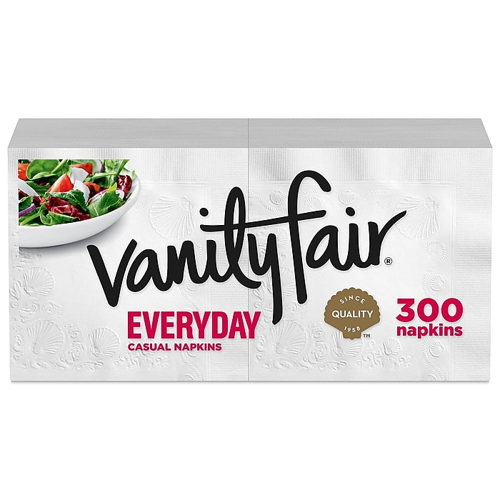 Vanity Fair Everyday Luncheon Napkins, 2-Ply, White, 300/Pack