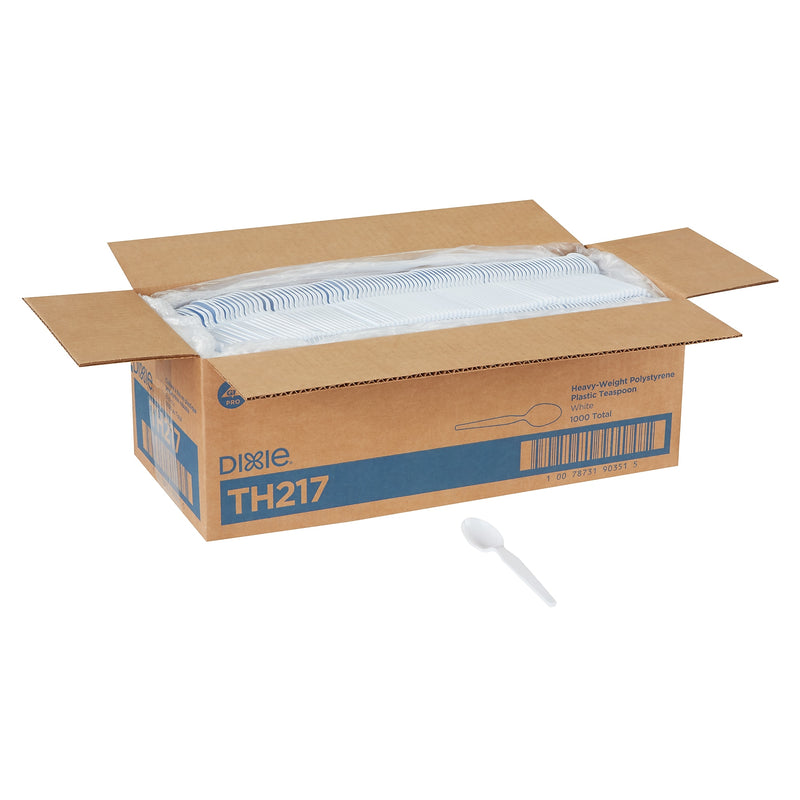 Dixie Heavy-Weight Plastic Teaspoon, White, 1000/Carton