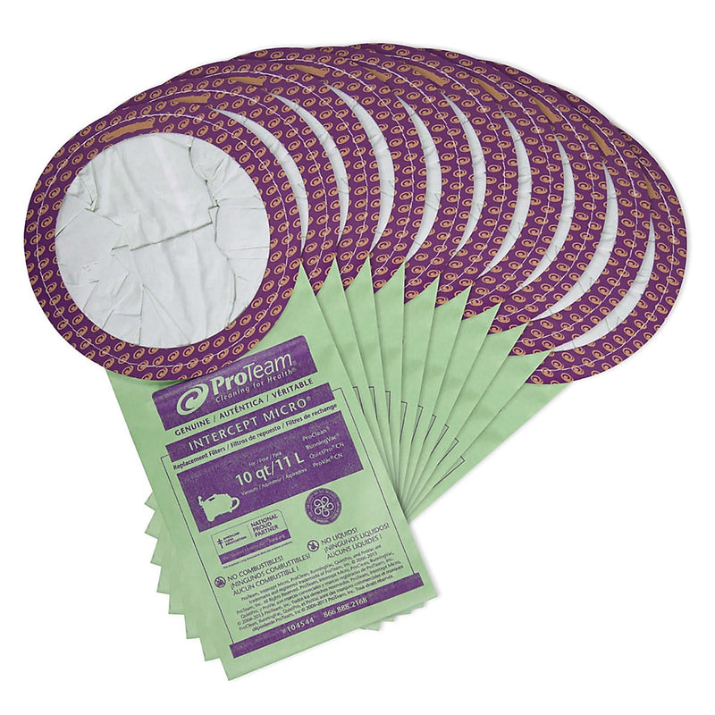ProTeam Intercept Micro Vacuum Filters, Green, 10/Pack