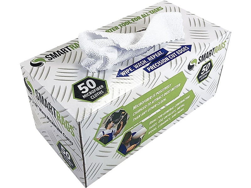 Hospeco Microfiber Rags, 50/Box, White