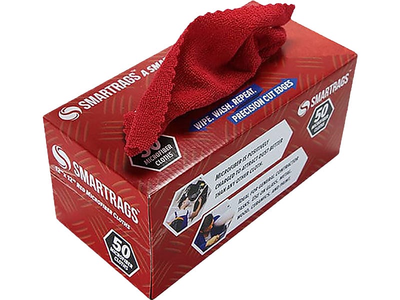Hospeco Microfiber Rags, 50/Box, Red