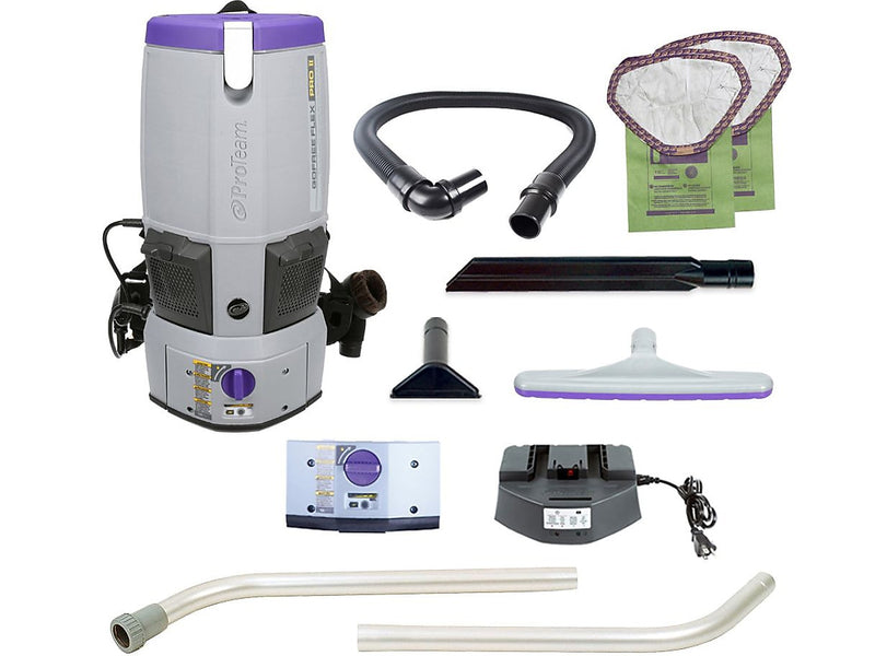 ProTeam GoFree Flex Pro II Cordless Backpack Vacuum, Gray/Black/Purple