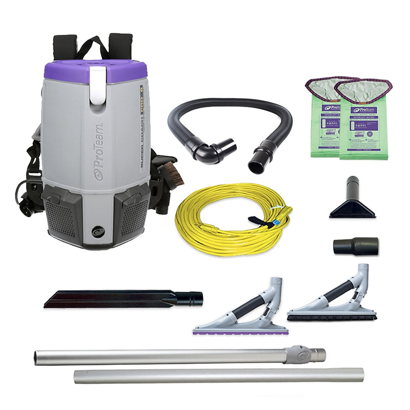 ProTeam Super Coach Pro 6, 6 qt. Backpack Vacuum w/ ProBlade Hard Surface & Carpet Tool Kit