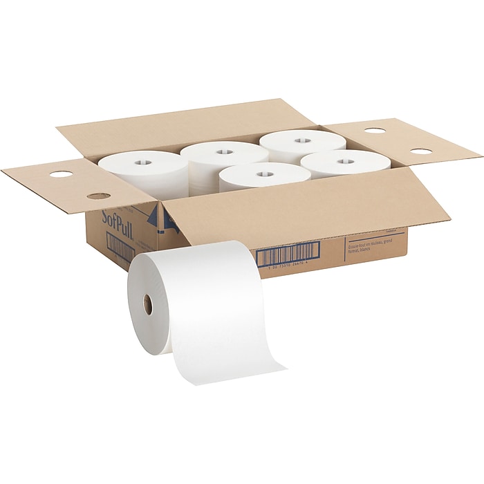 Sofpull Recycled Hardwound Paper Towel, 1-Ply, 1000 ft./Roll, 6 Rolls/Carton, White