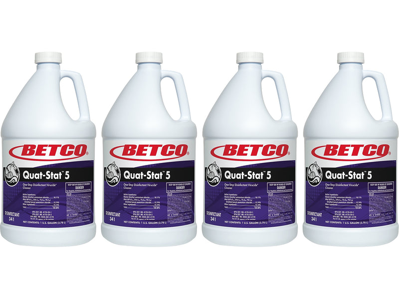 Betco Quat-Stat 5 Disinfectant Liquid Bottle, Lavender, 128 oz., 4/Carton